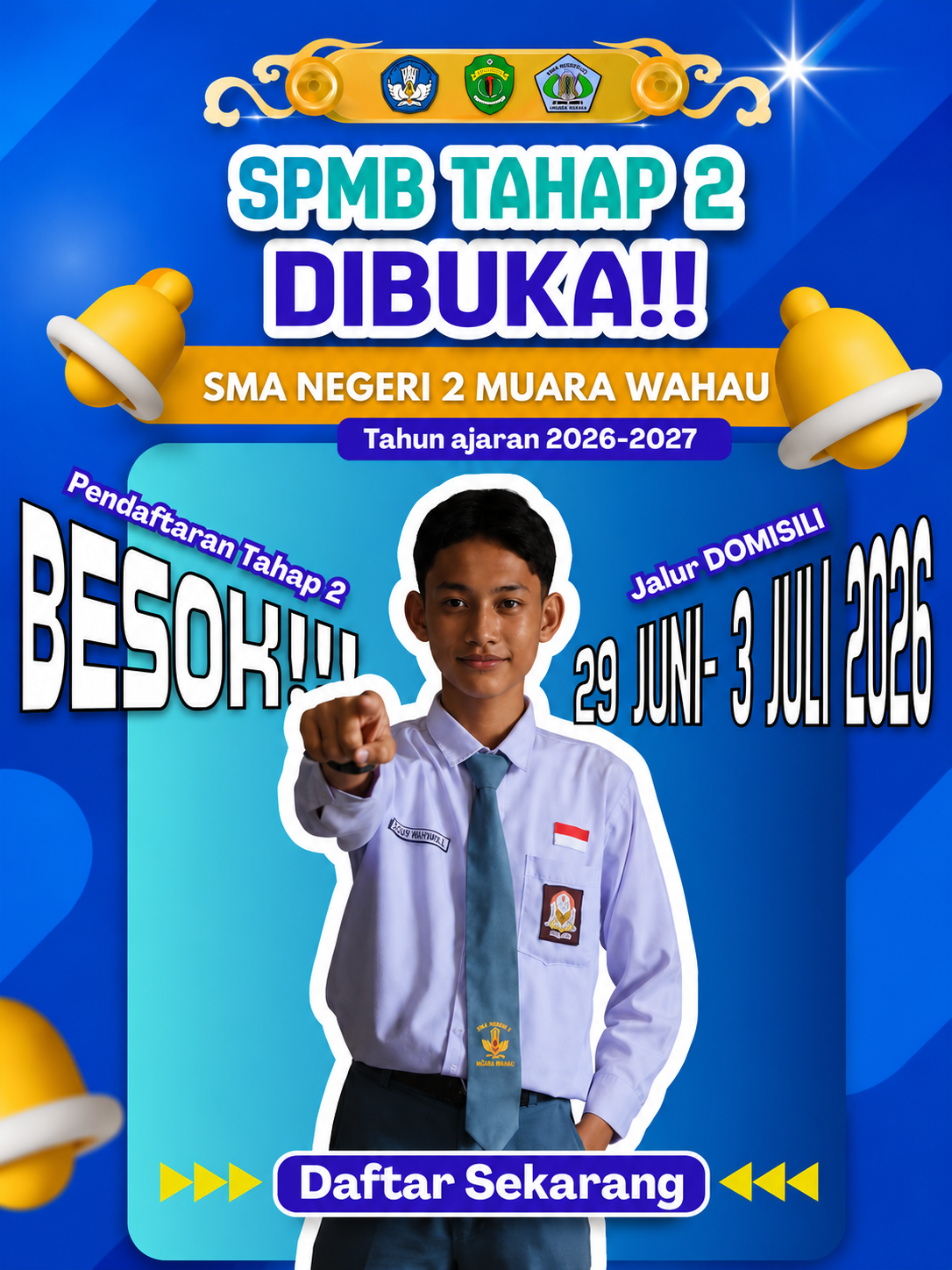 PENGUMUMAN: Pendaftaran SPMB Tahap 2 Jalur Domisili SMAN 2 Muara Wahau Resmi Dibuka!